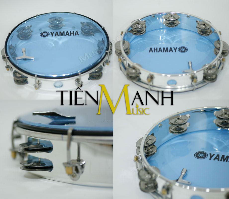 [Tặng Khoá Chỉnh] Trống lắc tay - Lục lạc gõ bo Tambourine Yamaha MT6-102B (Xanh Trong Suốt - Trống chơi nhạc chế gõ po - Xipo)