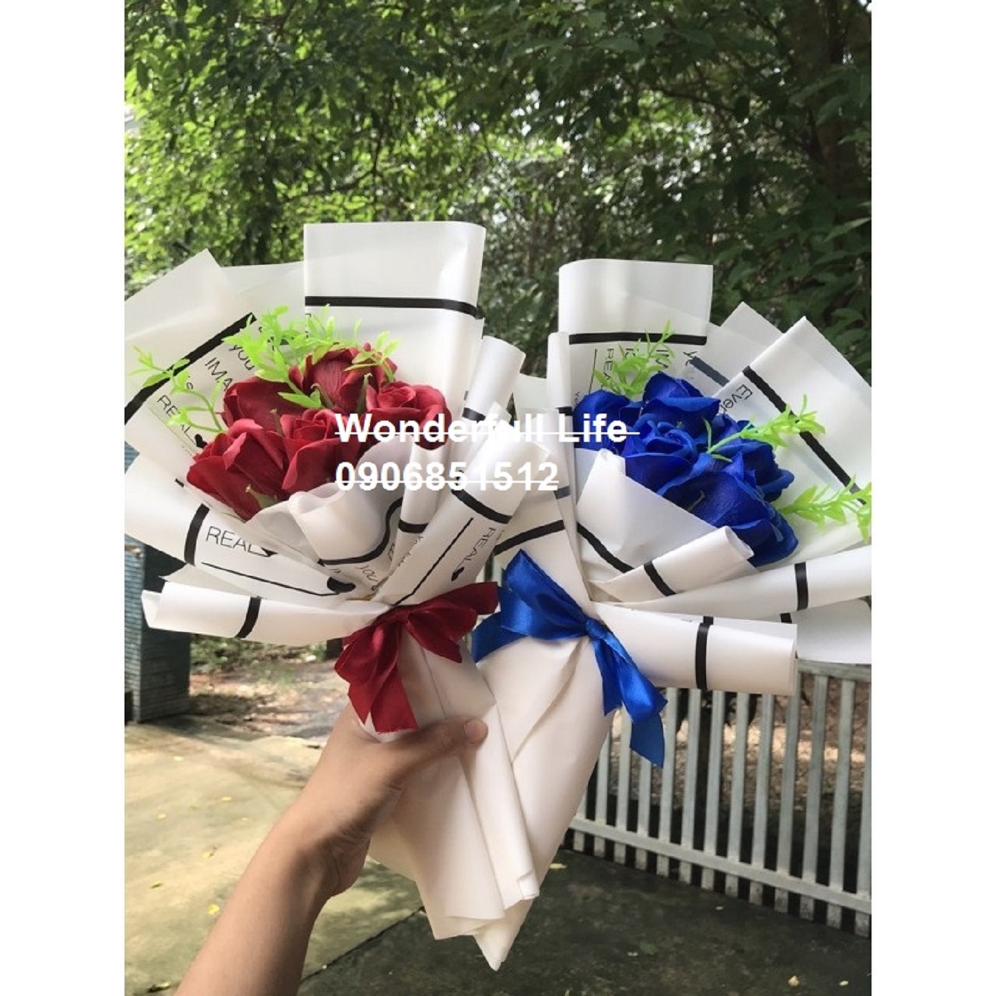 Bó hoa hông sáp thơm vĩnh cửu 5 bông