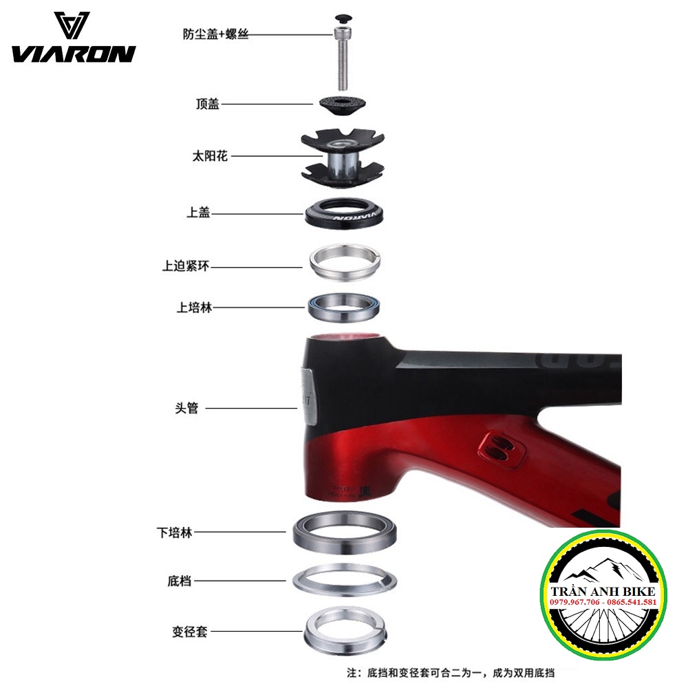 Chén cổ bát phốt thả bạc đạn xe đạp VIARON 42/52mm