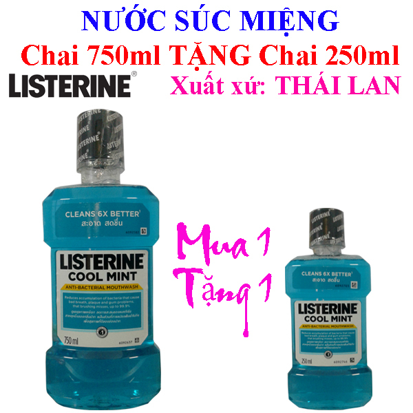 COMBO 2 CHAI NƯỚC SÚC MIỆNG LISTERIN 750+250ml-Thái Lan