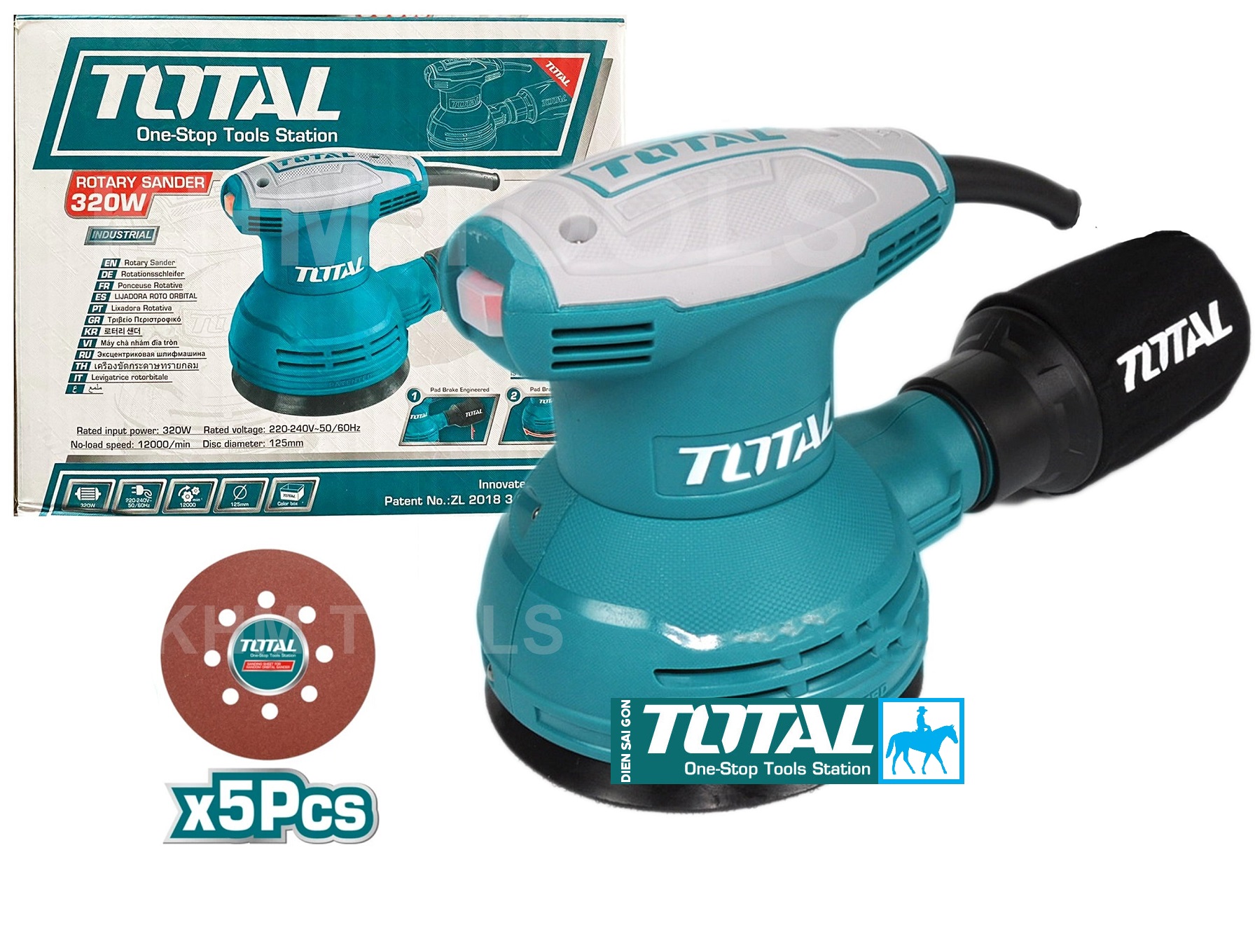 Máy chà nhám tròn 125mm 320W Total TF2031256