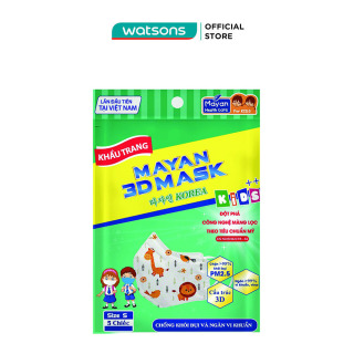 Khẩu Trang Mayan 3DMask Pm2.5 Medi Size S Kids++ Cho Bé 5Chiếc (Màu Ngẫu Nhiên) thumbnail