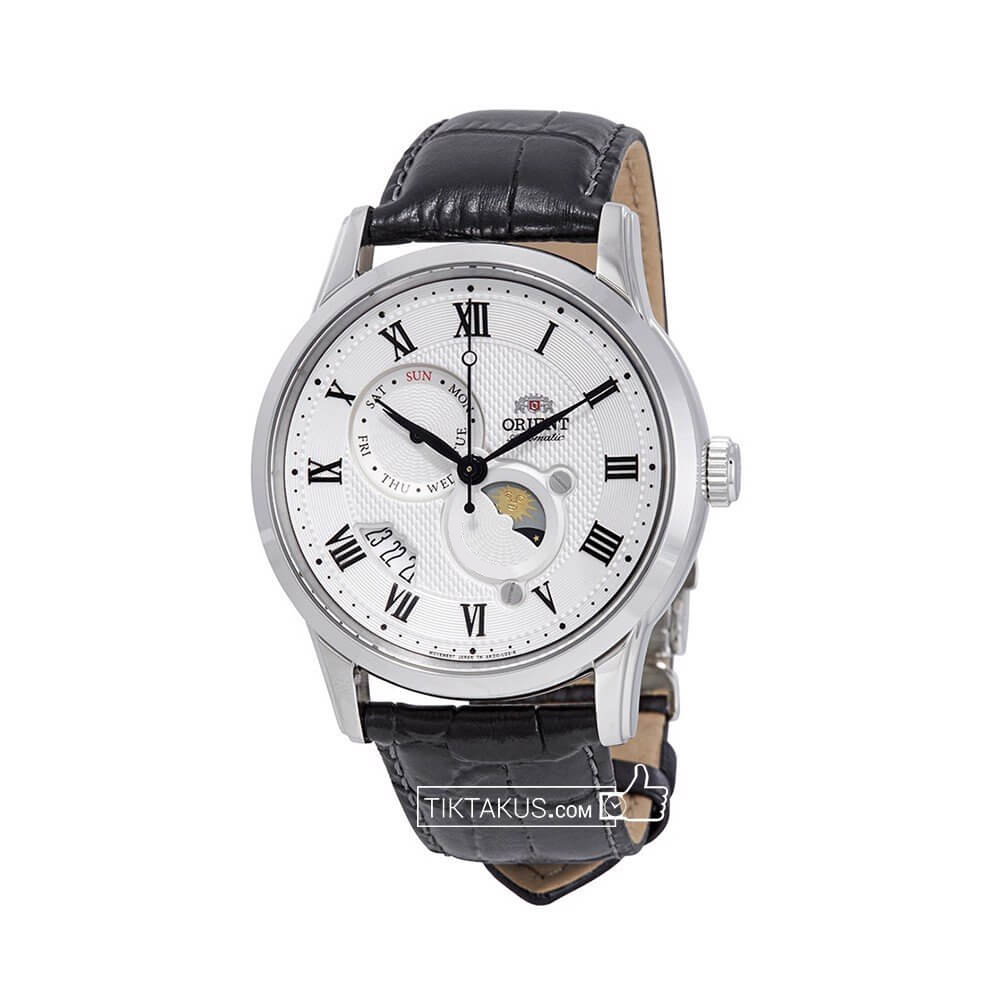 Đồng hồ nam dây da orient sun and moon gen 3 ra-ak0008s10b kính sapphire vỏ thép không gỉ 316l dây da cá sấu chịu nước 50m