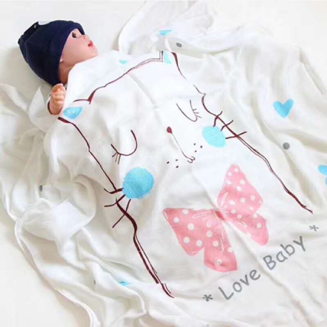 Chăn cho bé, Chăn Lụa Cotton Aden Siêu Mềm Mát kích thướt 110 * 110 cm