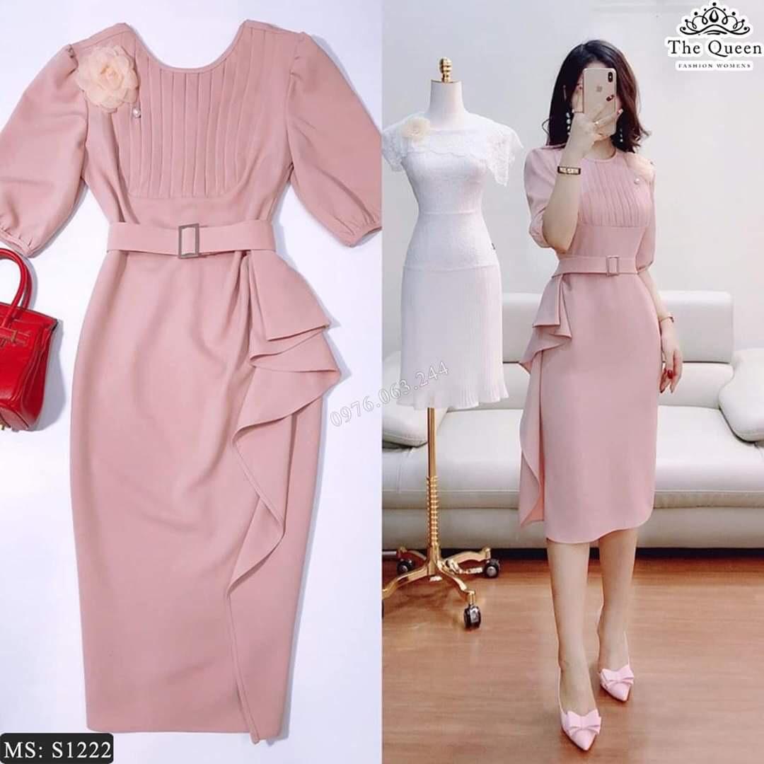 Đầm dự tiệc phối bèo - kèm thắt lưng