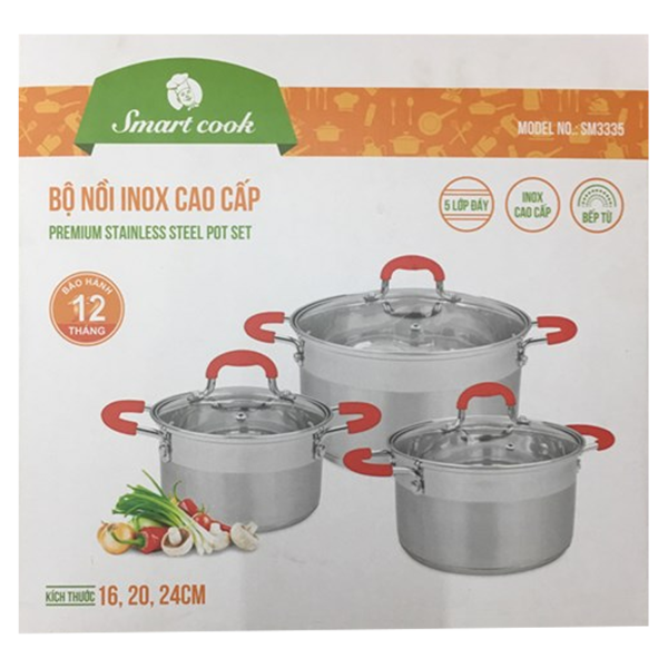 Bộ 3 Nồi Inox Smartcook SM3335 (Size 16,20,24cm)