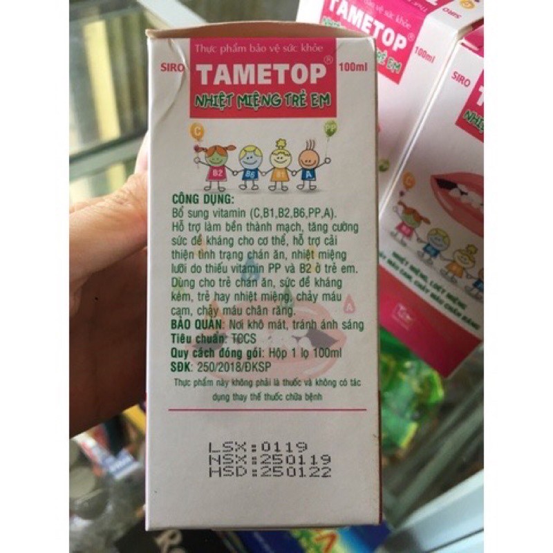 Siro nhiệt miệng TAMETOP trẻ em chai 100ml