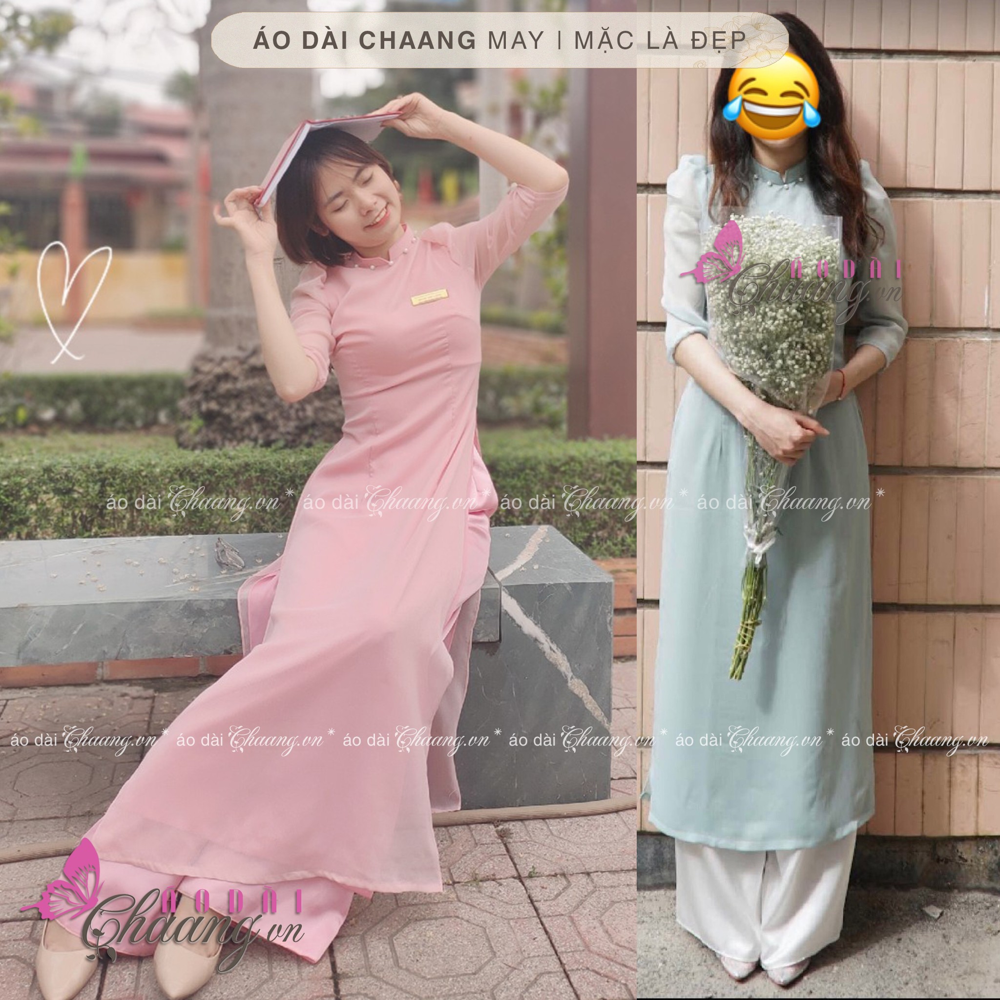 Áo Dài Cách Tân Tơ Ngọc – Áo dài 4 tà thiết kế tay phồng lỡ lụa xước Đẹp ADCT01