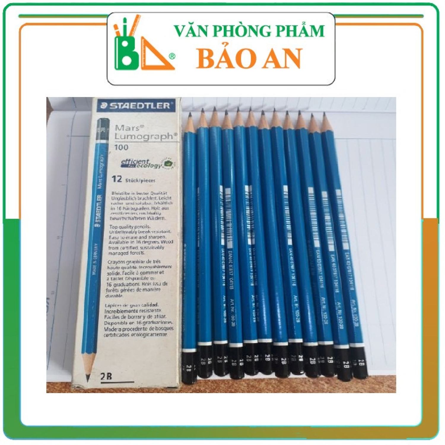 Bút chì đức chính hãng 100 2b, hb - văn phòng phẩm bảo an
