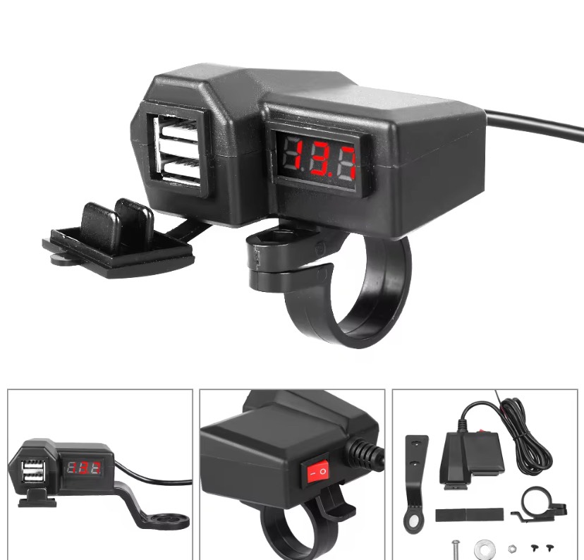 Sac dien thoai xe may Sạc Điện Thoại Trên moto 2 in 1