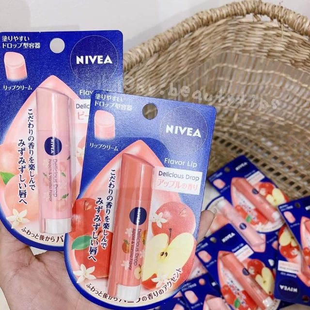 [Nhập RAISINGSTAR18, giảm 30k cho đơn 99k]Son dưỡng có màu mùi đào Nivea Nhật