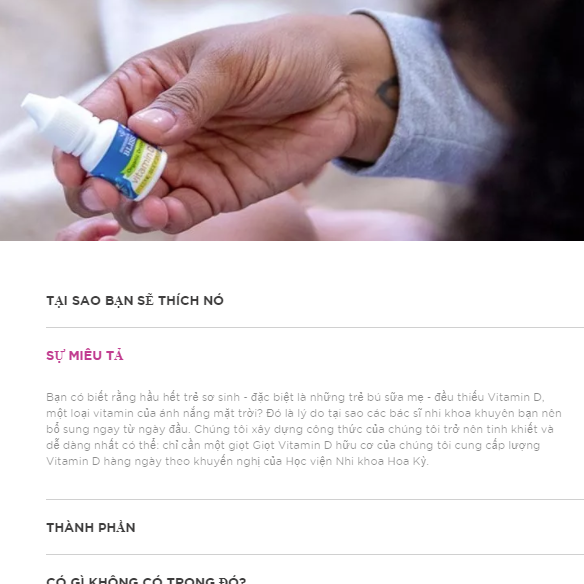 Vitamin-D hữu cơ cho bé dạng giọt MOMMY'S-BLISS