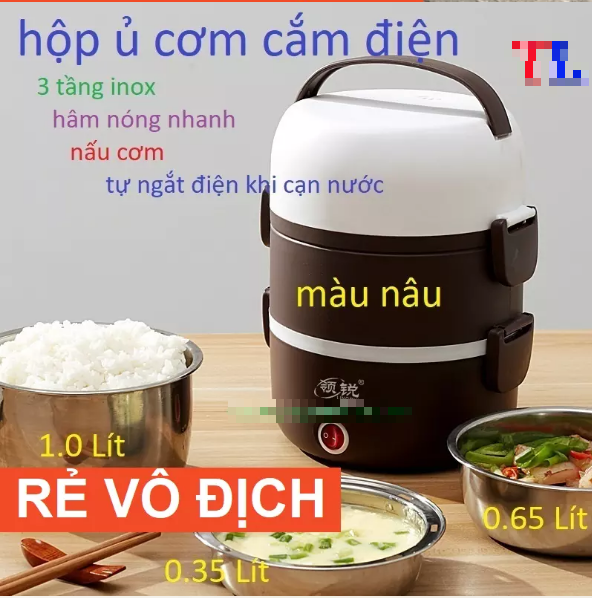 Hộp Cơm Cắm Điện 3 Tầng Ruột INOX Đa Chức Năng, NẤU CƠM HẤP ĐỒ ĂN Tiện Dụng Cho Văn Phòng, Hộp Ủ Cơm Điện Văn Phòng 3 Tầng Cao Cấp, Hộp Mang Cơm Đi Làm, Hộp Hâm Nóng Thức Ăn, Hộp Đựng Cơm Văn Phòng, Cặp Lồng