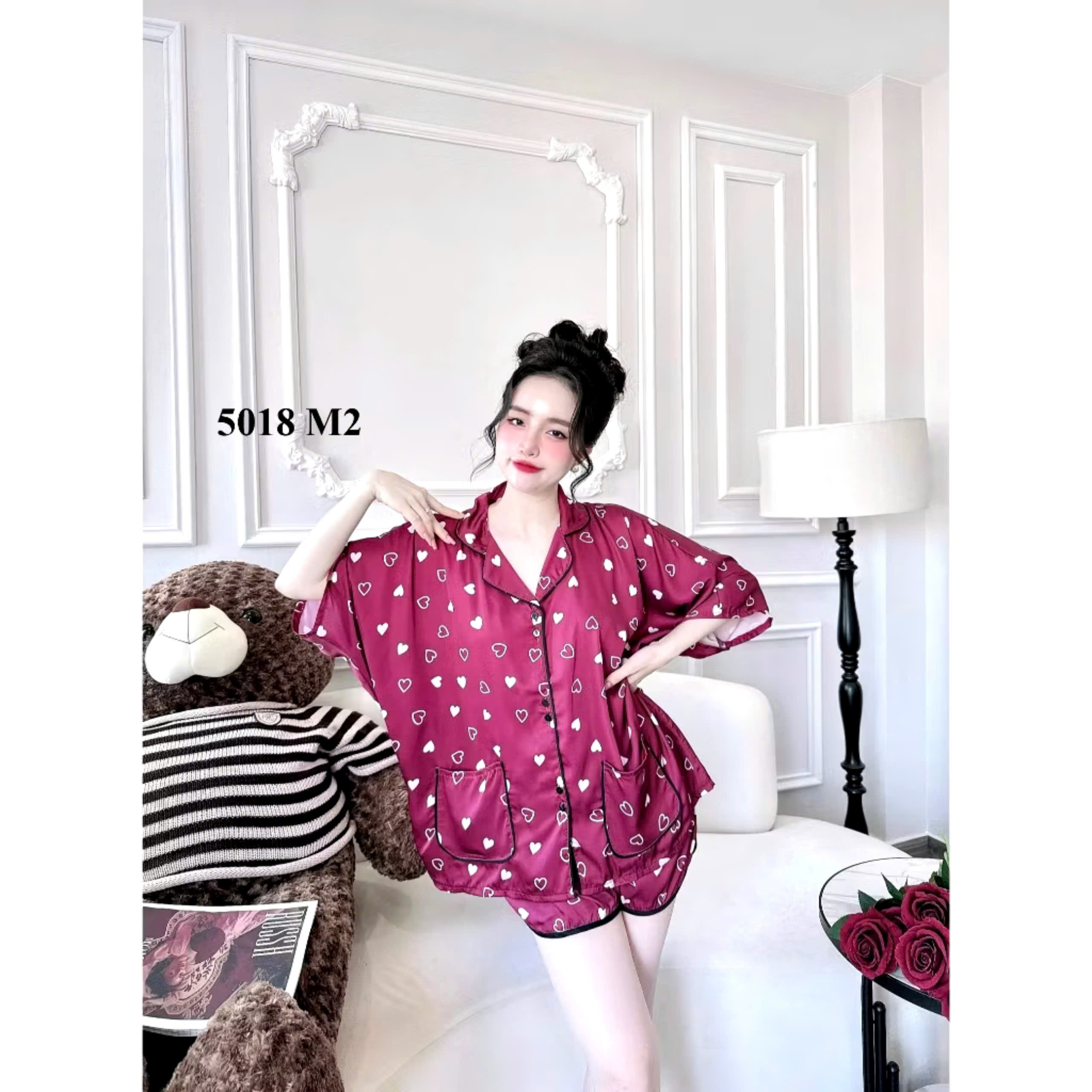 Đồ Bộ Ngủ Pijama Đùi Cánh Dơi Mango Bigsize 50-100kg Lụa Nhật