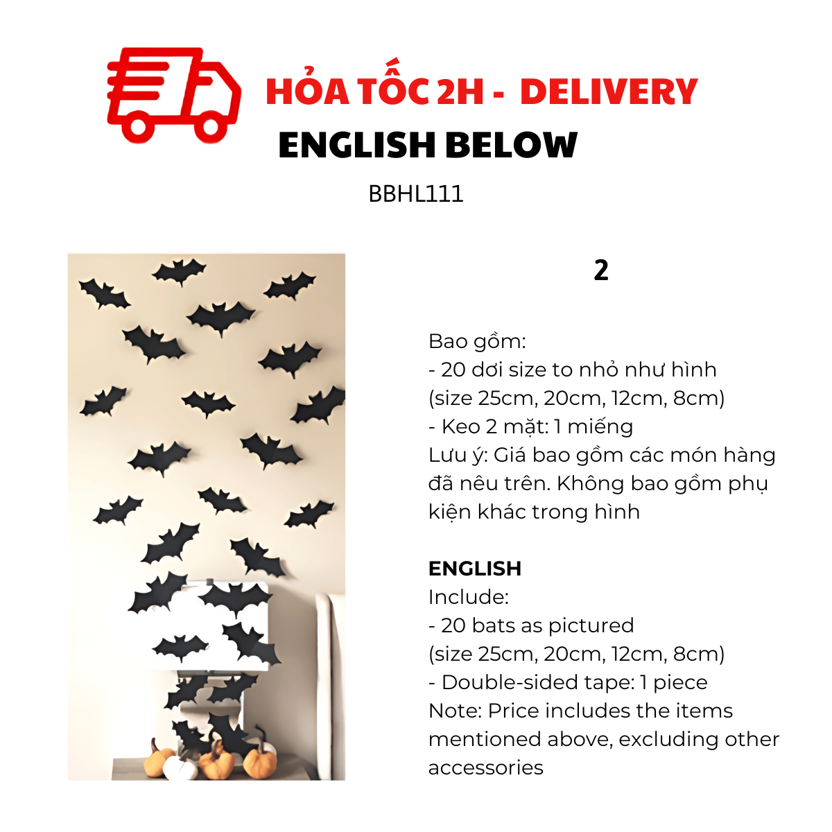 Dơi Trang Trí Tiệc Halloween - Bats For Haloween Decorations, Parties BBHL111