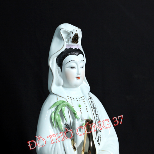 [ Cao 35cm , 40 cm ] TƯỢNG QUAN ÂM ĐỨNG ,  SỨ TRẮNG