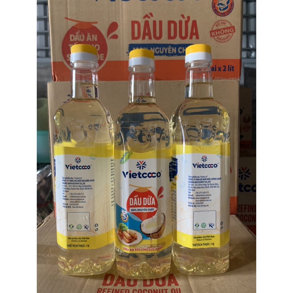 Combo 2 Chai Dầu Dừa Nấu Ăn Vietcoco 1 Lít