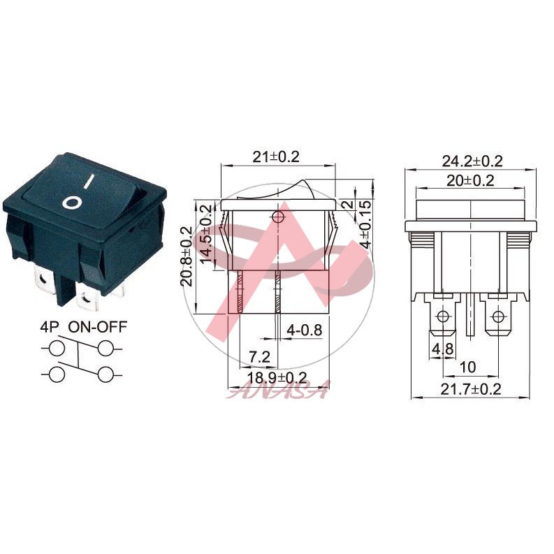 Công Tắc Nguồn Amply KCD4 16A 250V