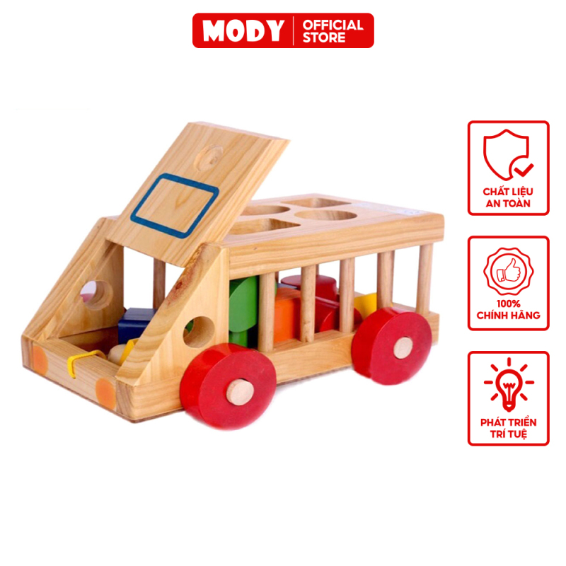 Ô tô thả hình xe cũi thả hình MODY M682215 - Đồ chơi giáo dục montessori phát triển toán học và khả năng phán đoán cho bé