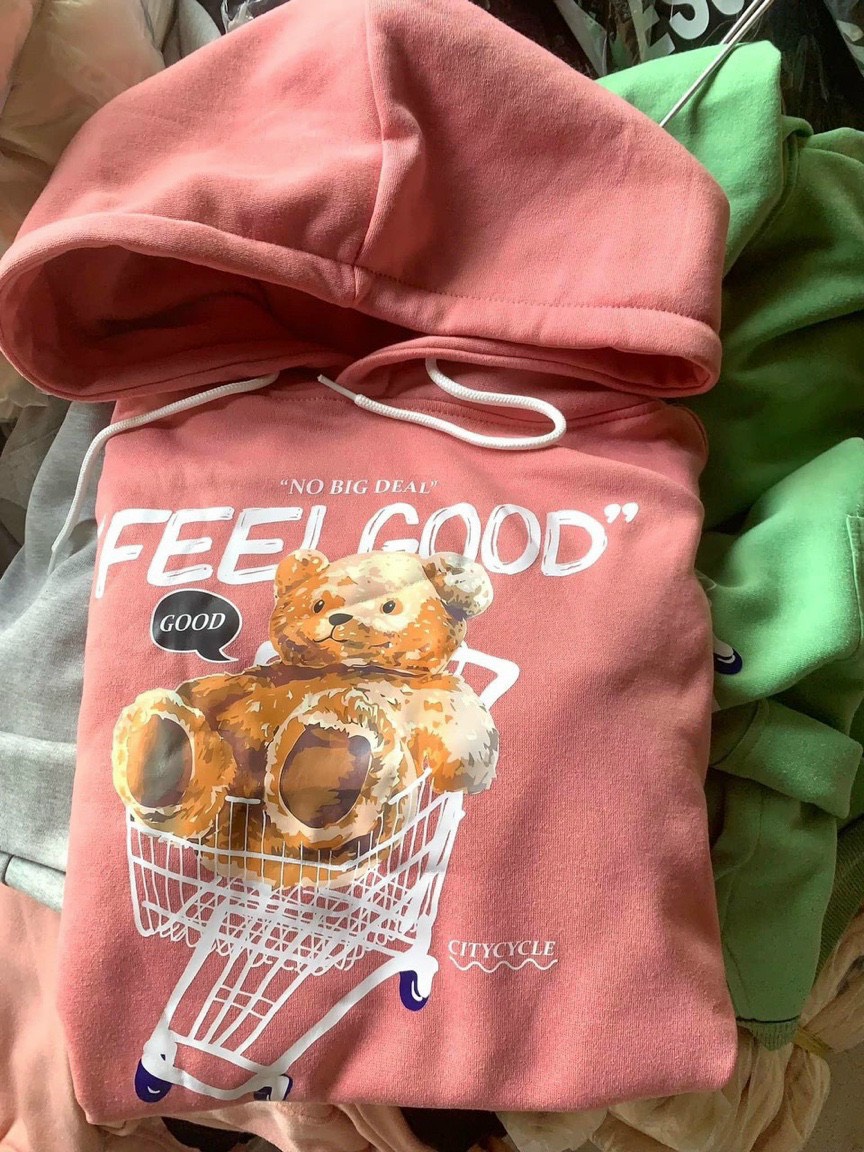 ÁO KHOÁC NỈ GẤU FEEL GOOD FOM RỘNG NAM NỮ MẶC ĐƯỢC