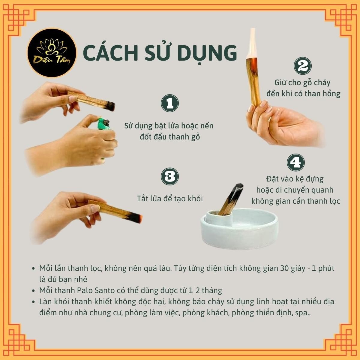Gỗ Trắc Xanh Palo Santo đốt thơm nhà xô thơm thanh tẩy nhà cửa thảo mộc xông nhà thiền định, đem lại may mắn