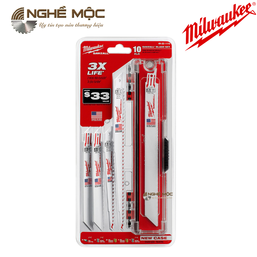 Milwaukee 49-22-1110 Bộ lưỡi cưa kiếm 10 chiếc