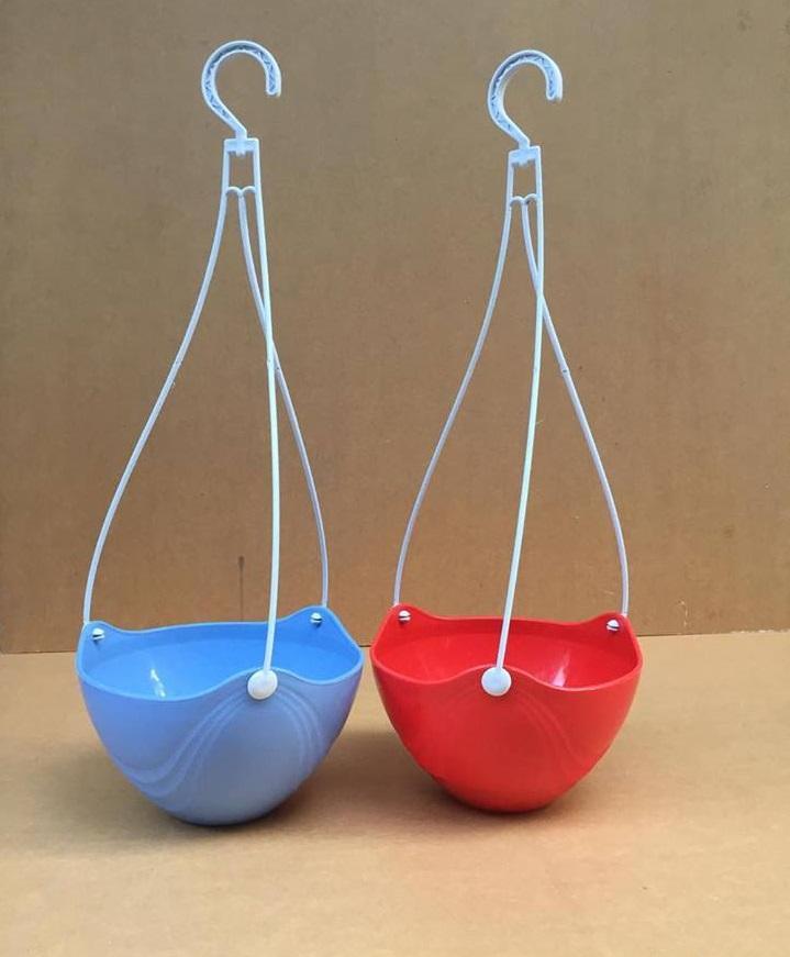Bộ 5 chậu treo hoa văn có lưới ngăn đất 20x13cm nhựa dày nhiều màu