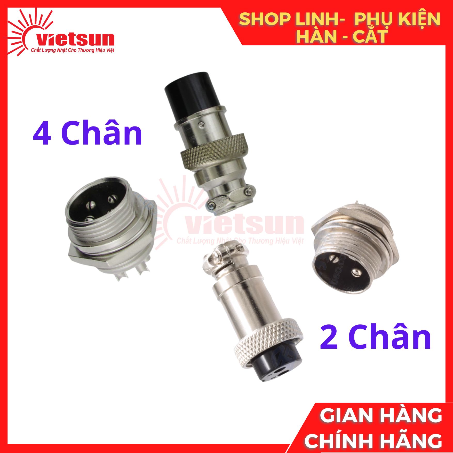 Giắc kết nối GX16 2 chân 4 chân đực - cái, thường dùng trong máy hàn