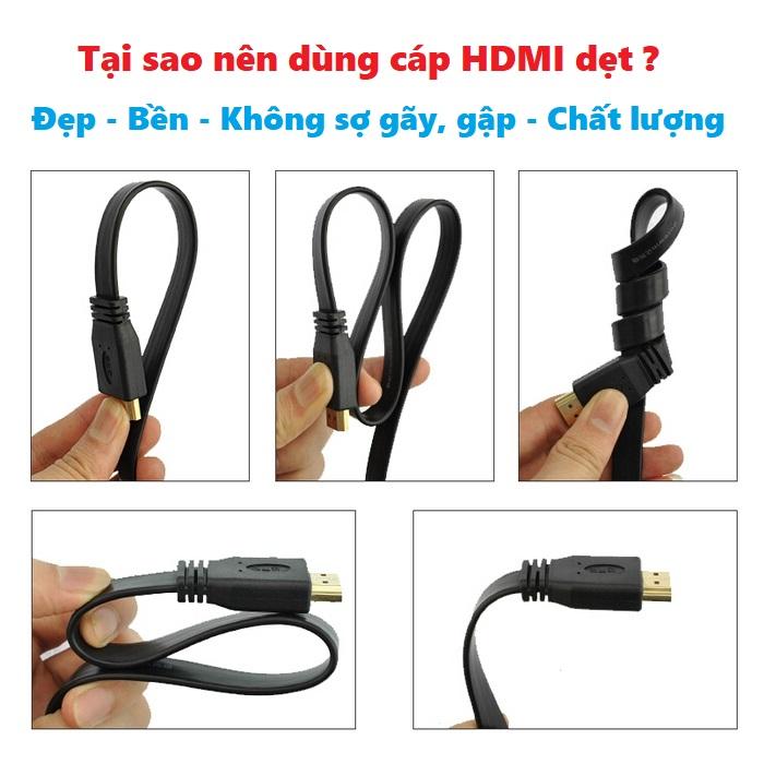 Dây cáp HDMI dẹp chuẩn 1080p 3D 4K 1.5m (đen)