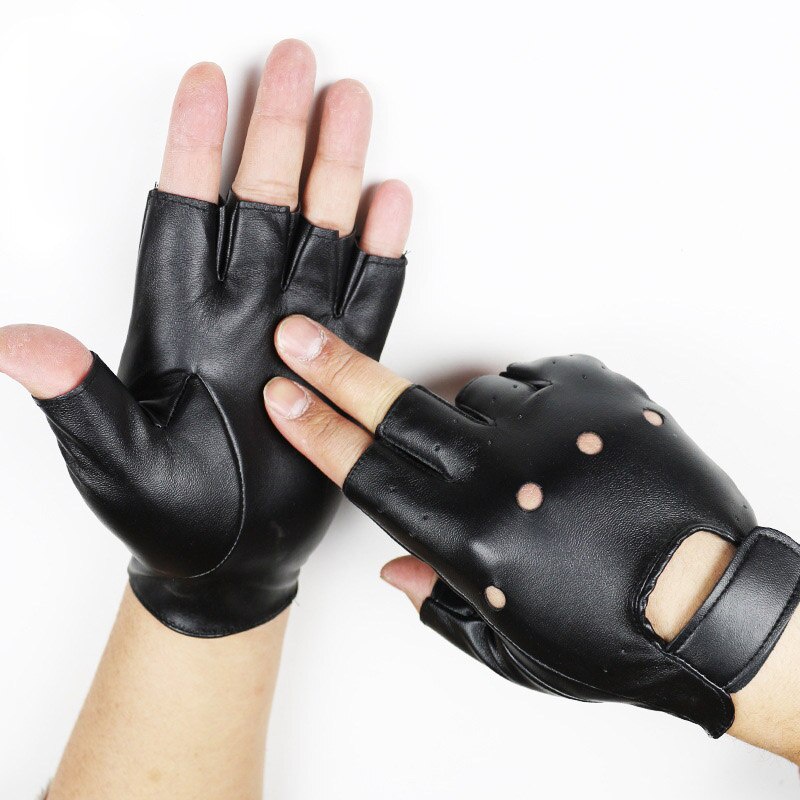 1 đôi găng tay da chiến thuật hở ngón (2 chiếc đen)