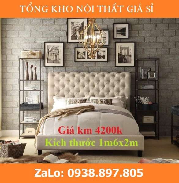 Giường ngủ bọc nệm xuất khẩu  ST-780