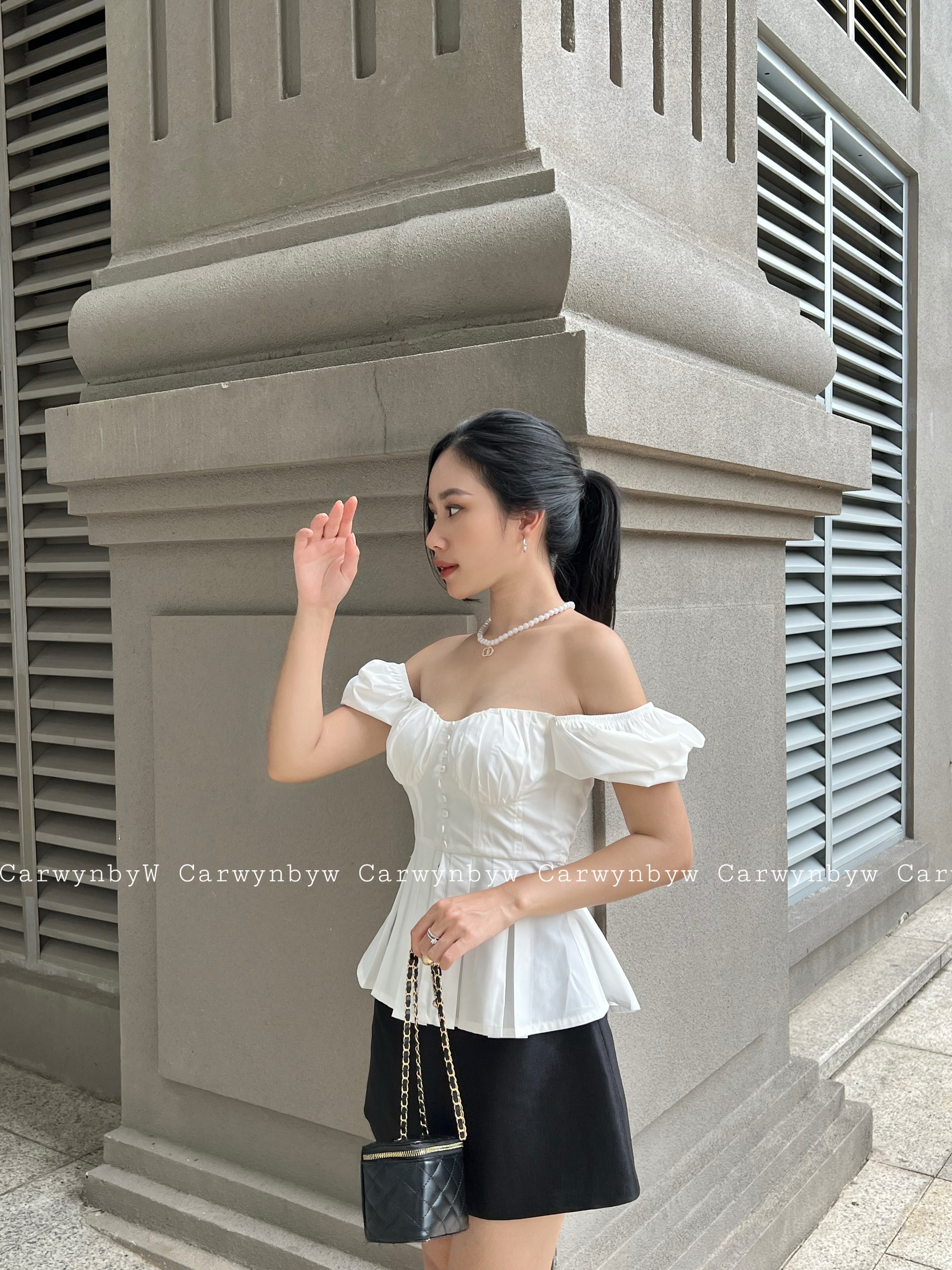 Áo Thiết Kế Peplum Xếp Ly Kèm Mút Ngực (Elly Top)