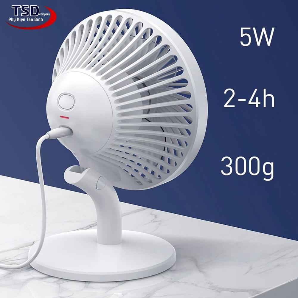 Quạt Mini Để Bàn Baseus Ocean Fan ( Pin sạc 2000mAh, 4 mức tốc độ )
