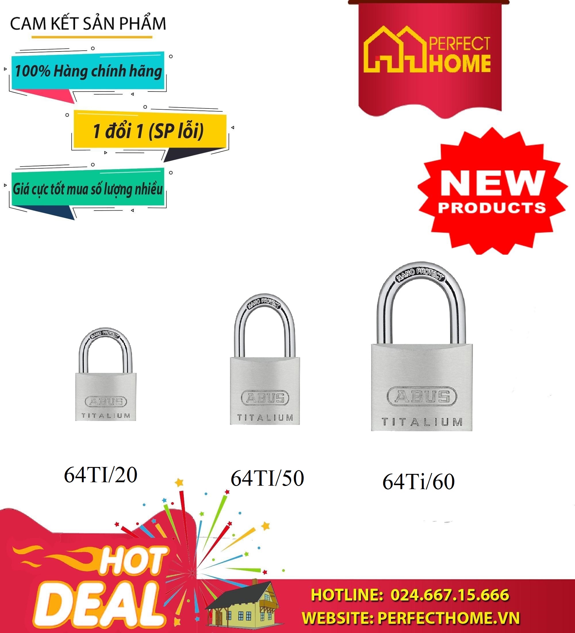 Khóa cầu Abus 64TI/60, nhôm titan, 60mm