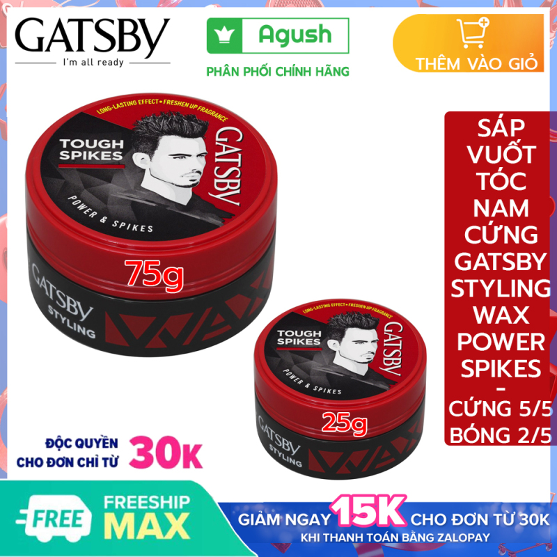 Sáp vuốt tóc nam mùi thơm cứng Gatsby chính hãng Styling Wax Power Spikes giá rẻ giữ nếp tạo kiểu Tough Spikes 25g, 75g bóng vuốt tóc ngắn khô không bết dính dạng sáp mềm gốc nước dễ rửa sạch hương hoa quả