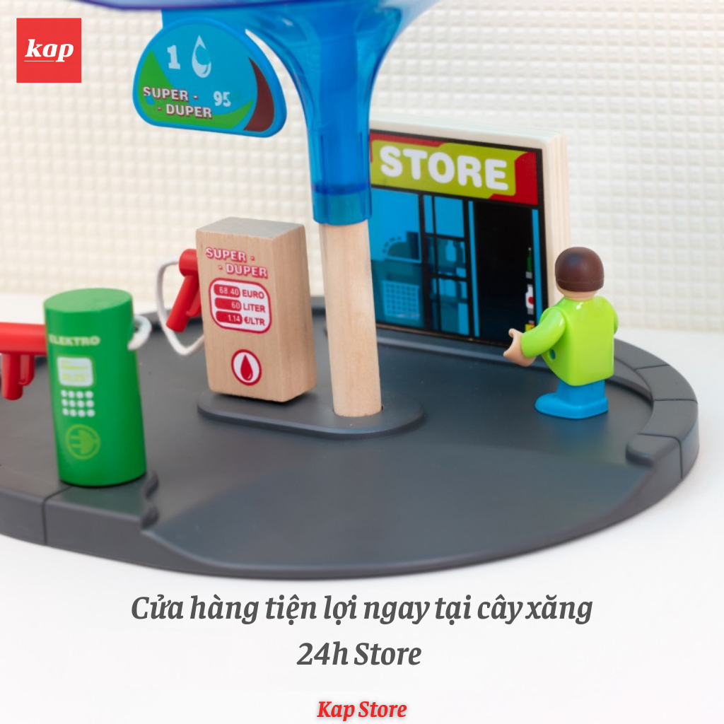 Trạm xăng lớn, phụ kiện mô hình đường ray xe lửa gỗ