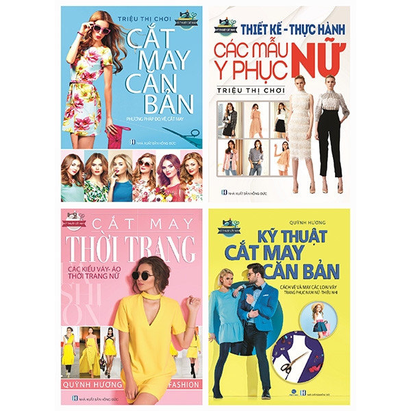 Fahasa - bộ sách cắt may căn bản + kỹ thuật cắt may căn bản + cắt may thời trang + thiết kế thực hành các mẫu y phục nữ