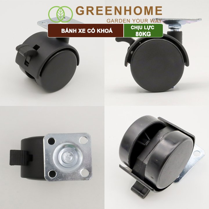 Đế lót chậu cây có bánh xe, hình vuông, bằng gỗ, chịu lực 80kg, R30xC8cm