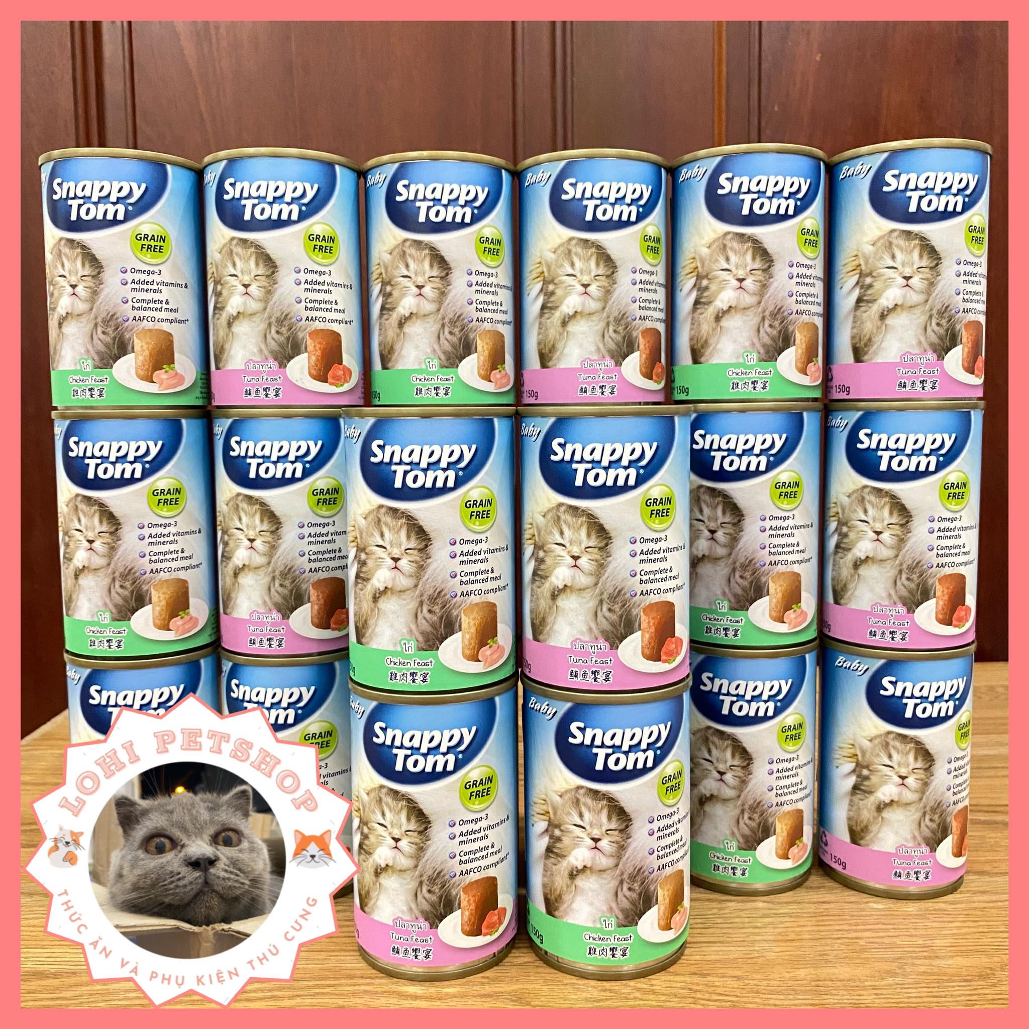 Thức ăn pate Snappy tom mèo con lon 150gr