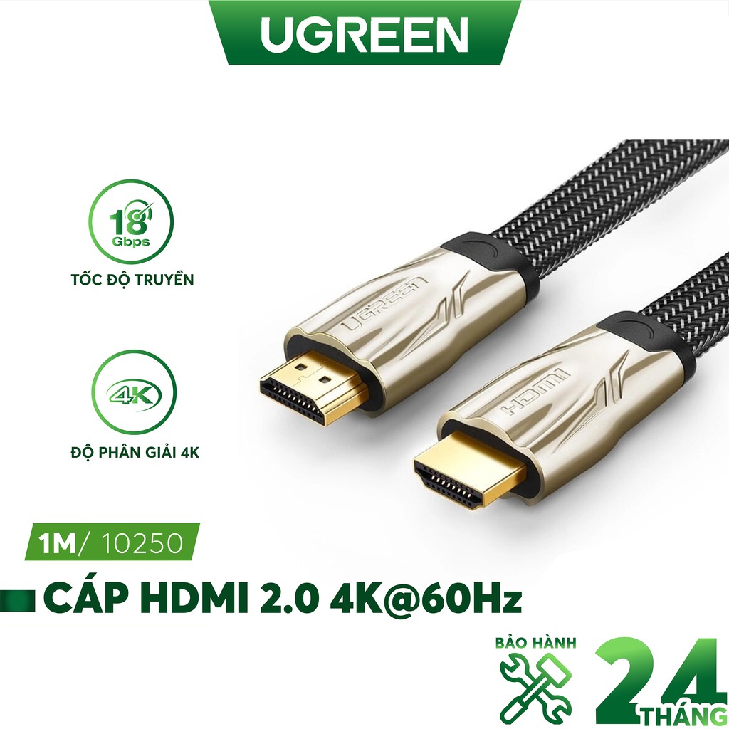 Cáp hdmi 1m dây dẹt hỗ trợ 3d, 4k x 2k ugreen 10250 chính hãng