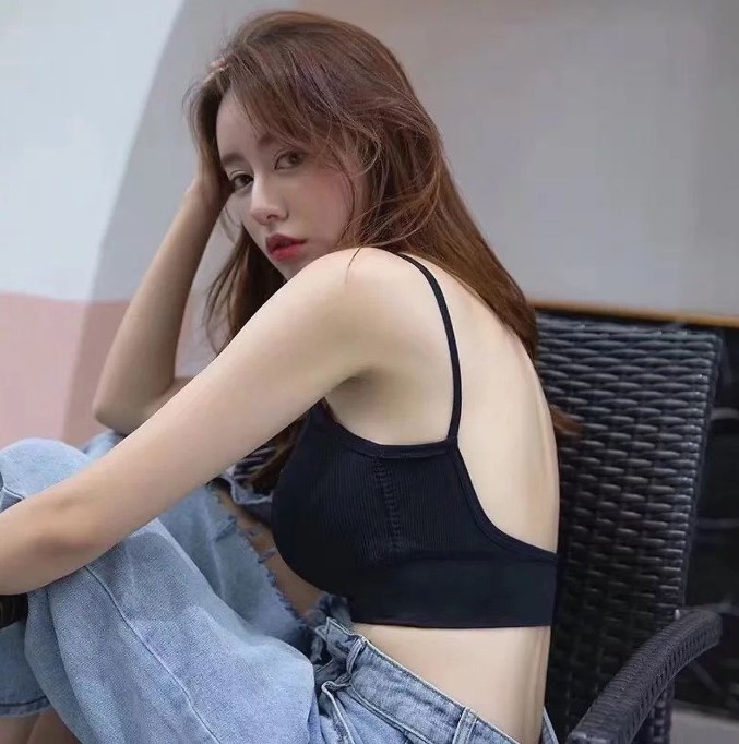 Áo bra hai dây gân dáng croptop hở lưng sexy