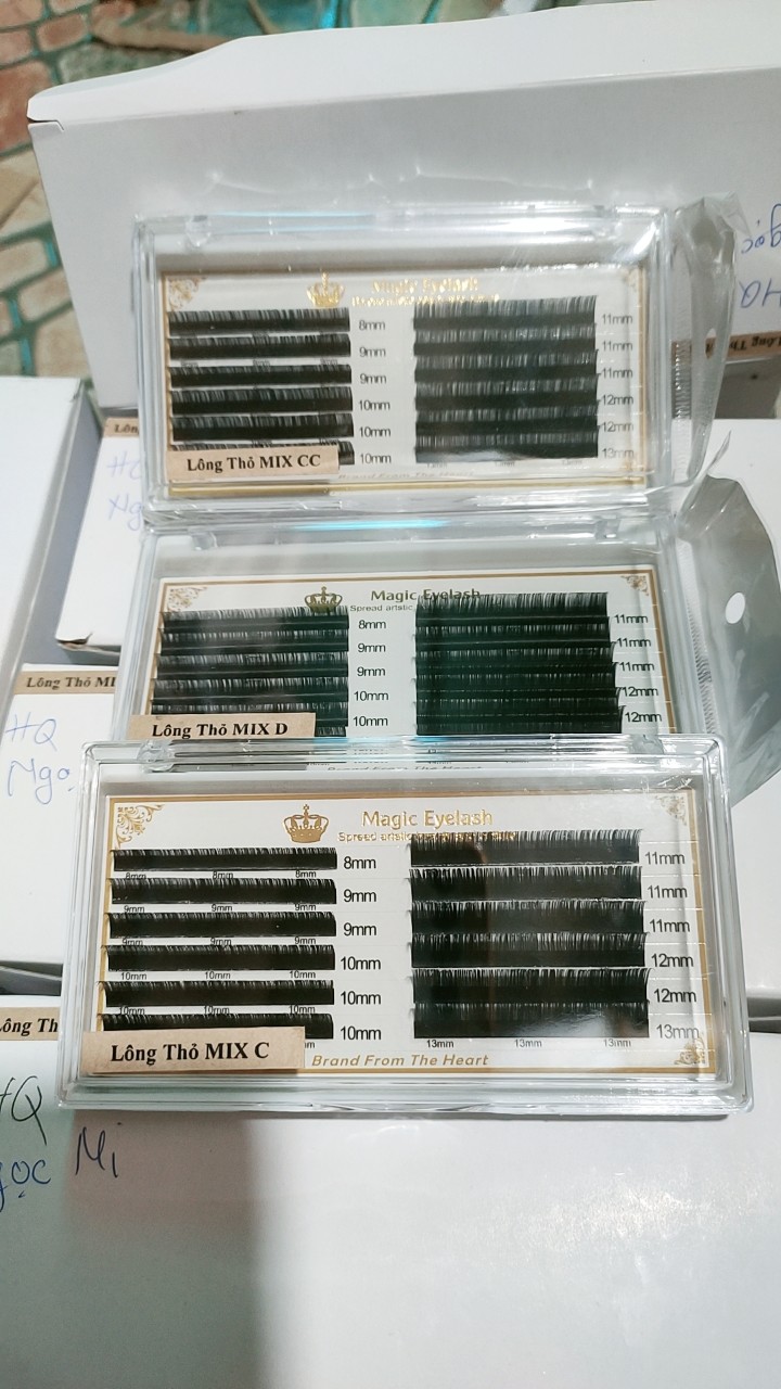 Mi lông thỏ siêu mềm siêu mịn mix size 8-13 mm Cong C,CC,D,J