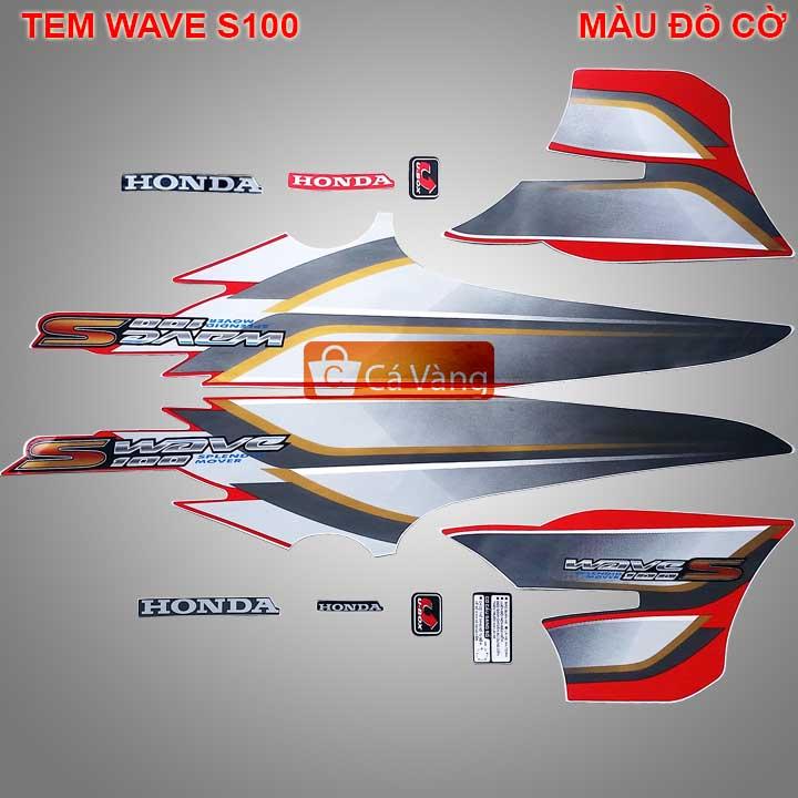 [HCM]Tem xe máy Wave S100  - MÀU ĐỞ CỜ chất lượng