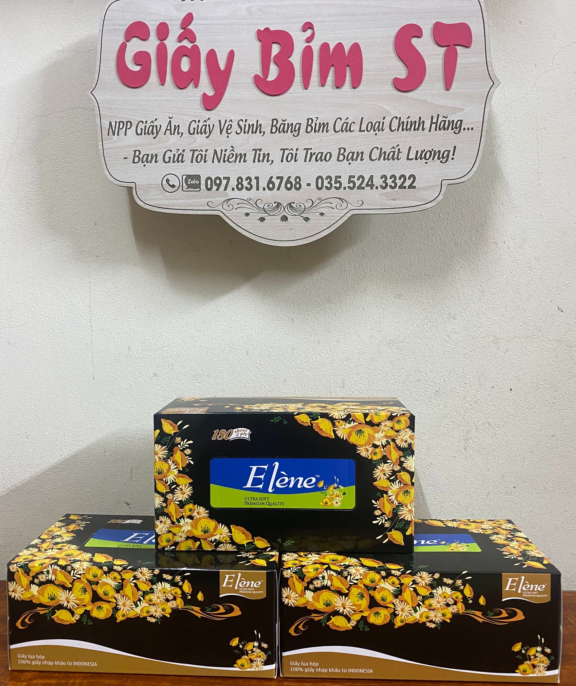 Giấy ăn rút lụa Elene Hộp giấy 180 tờ x 2 lớp