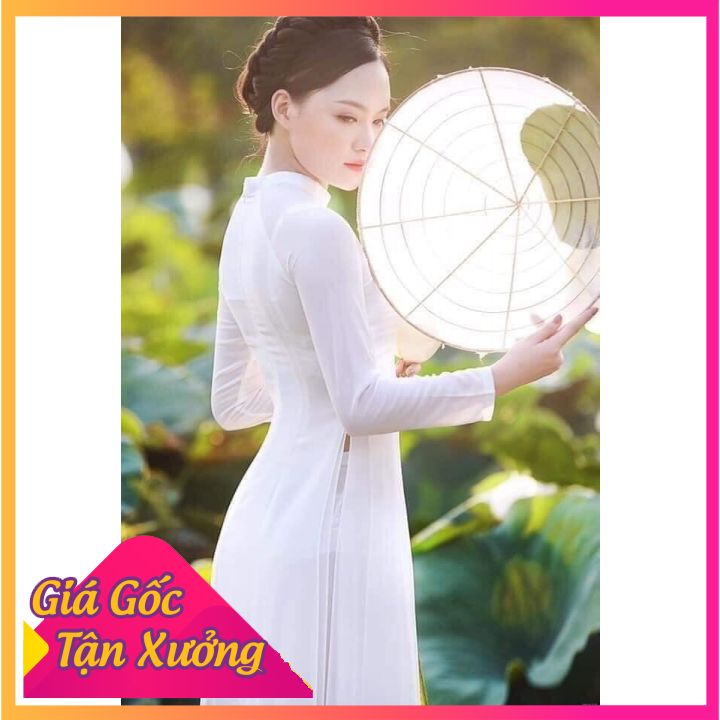 Áo Dài Trắng Học Sinh 2 Tà Lụa Nhật ( Kèm Quần)