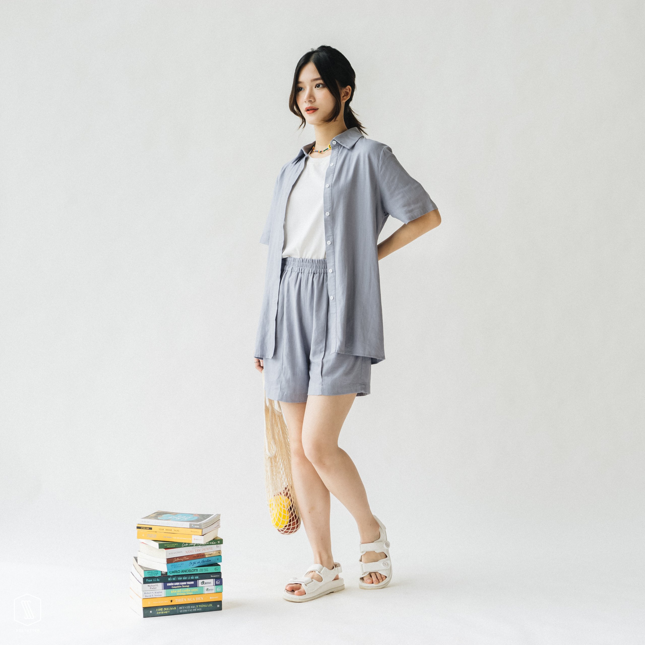 Quần short nữ SSSTUTTER cạp chun chất linen thoải mái summerset shorts