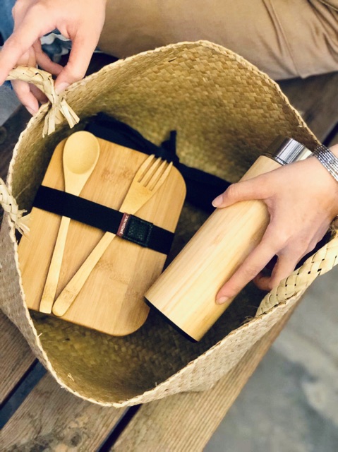 [HCM]Hộp Cơm Bento Sứ Nắp Gỗ (Có Thể Khắc Tên)