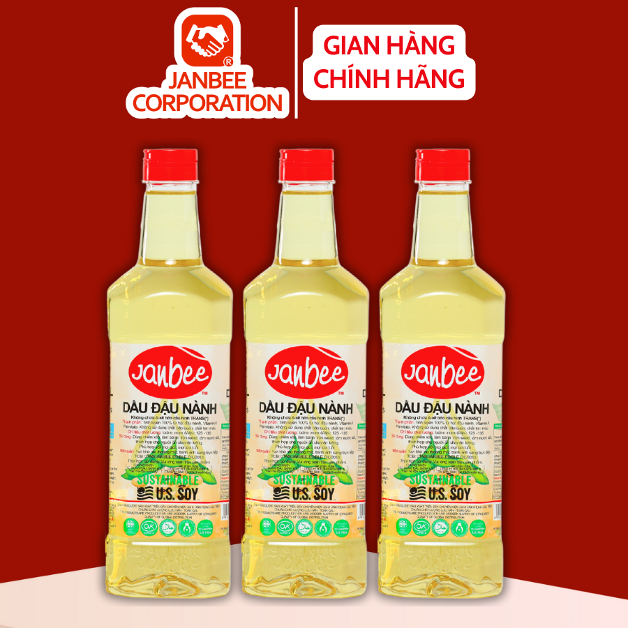 Combo 3 Chai Dầu Đậu Nành Janbee 1L