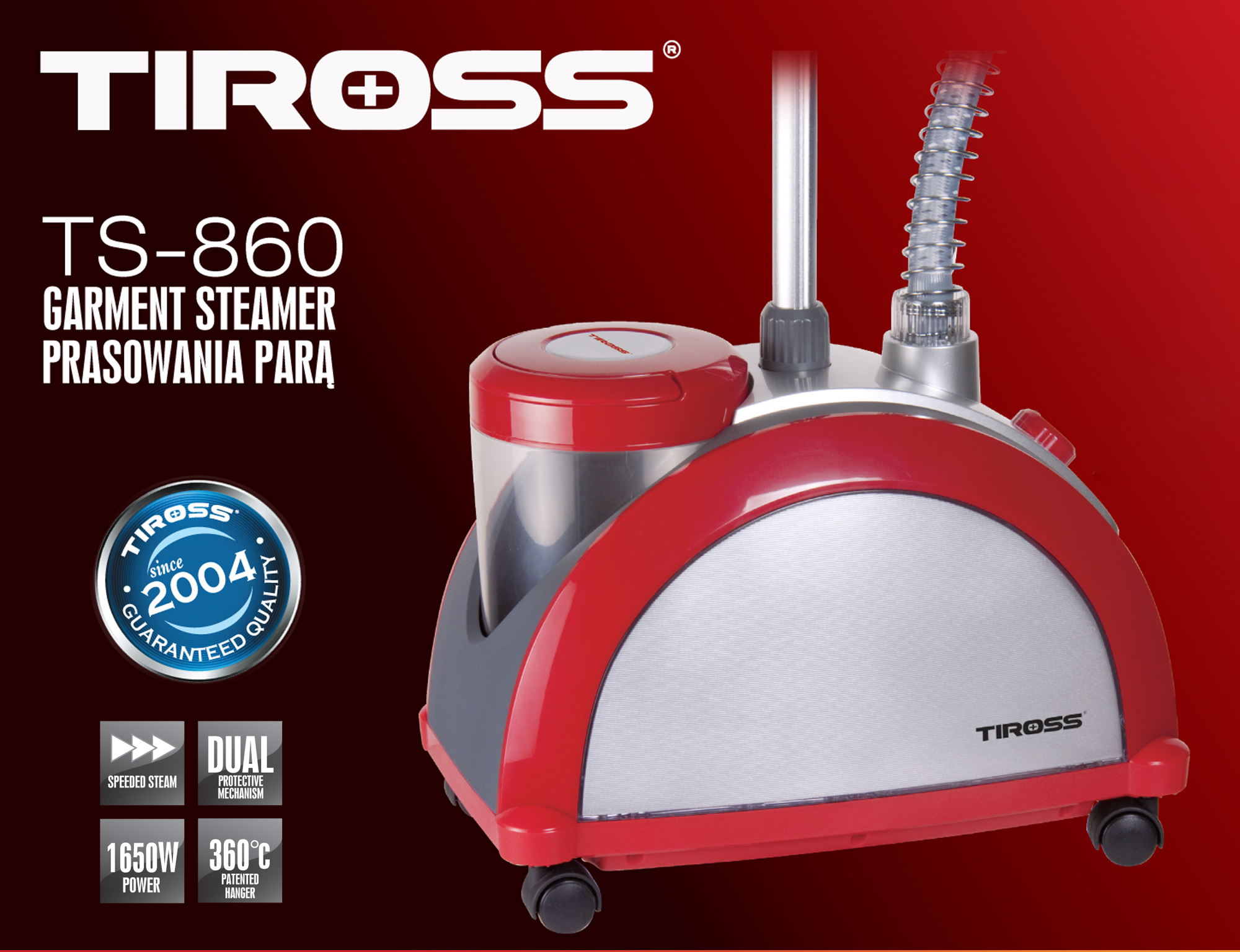 Bàn ủi đứng Tiross TS860 (đỏ)