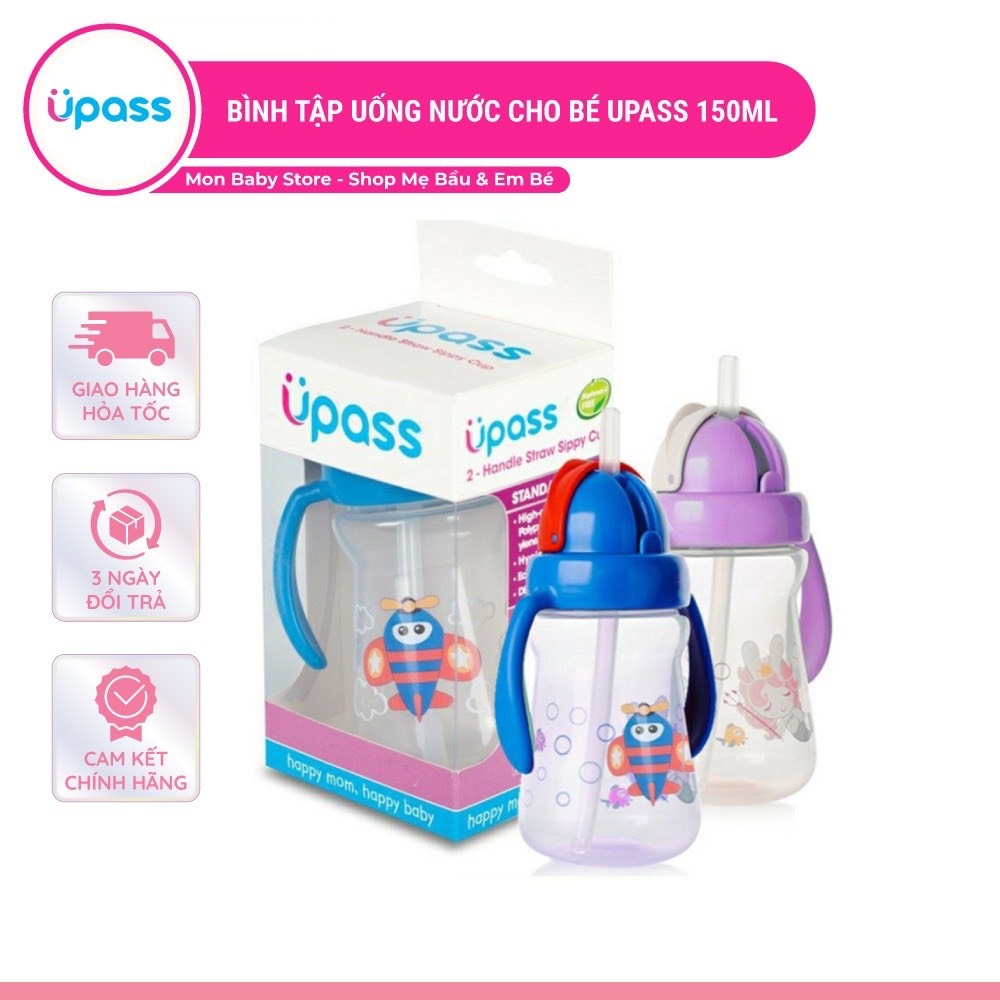 Cốc tập uống 2 tay cầm Upass Thái Lan - bình uống nước cho bé trên 6 tháng tuổi